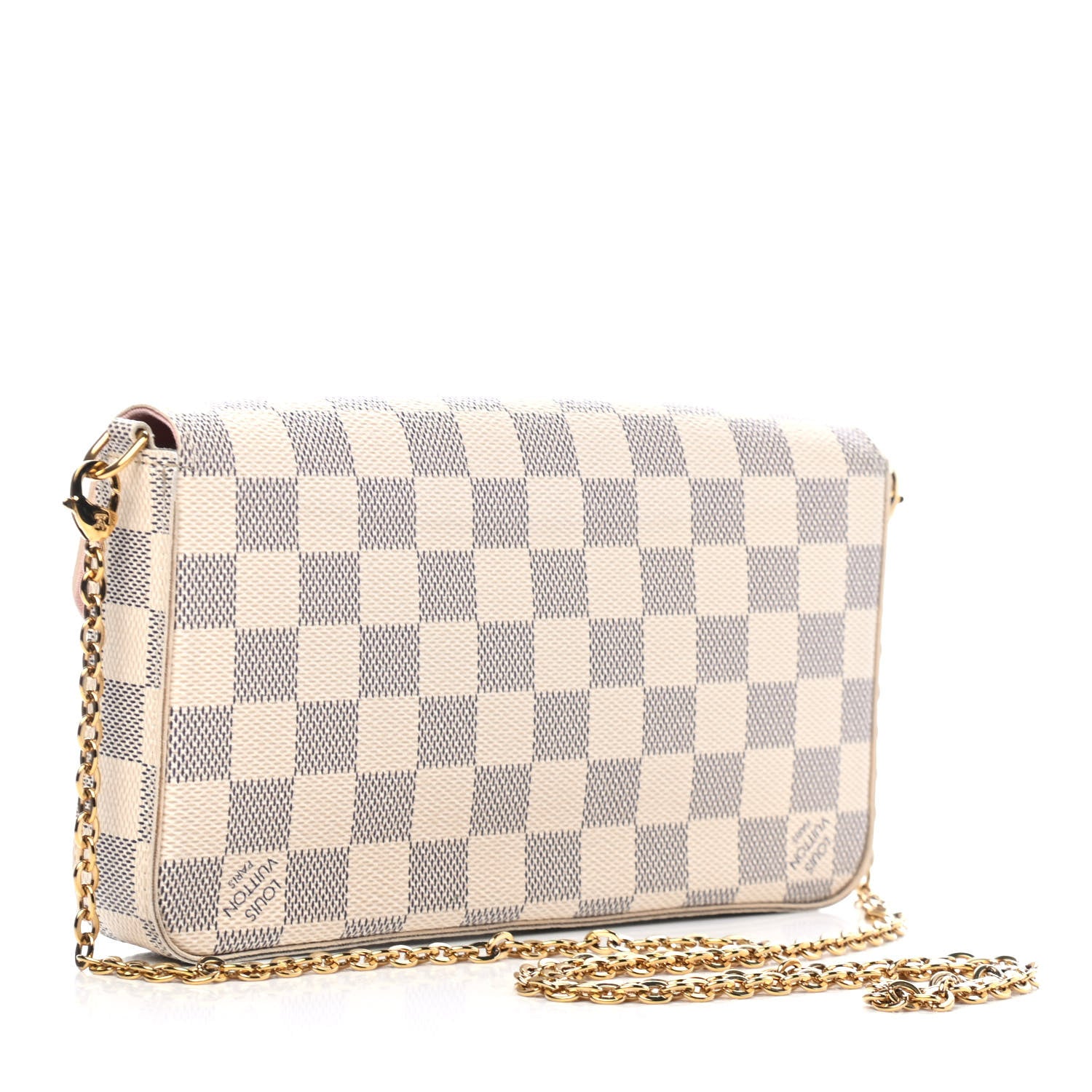 Louis Vuitton Damier Azur Pochette Felicie Chain Wallet Rose Ballerine 2 of 4