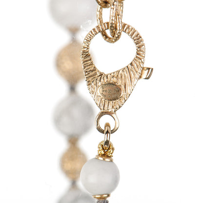 Chanel Bead CC Long Necklace Gold White 4 of 6