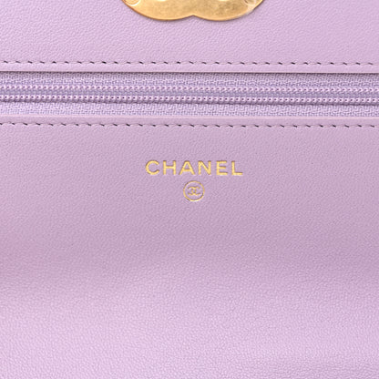 Chanel Lambskin Quilted Chanel 19 Wallet On Chain WOC Light Purple 7 of 15