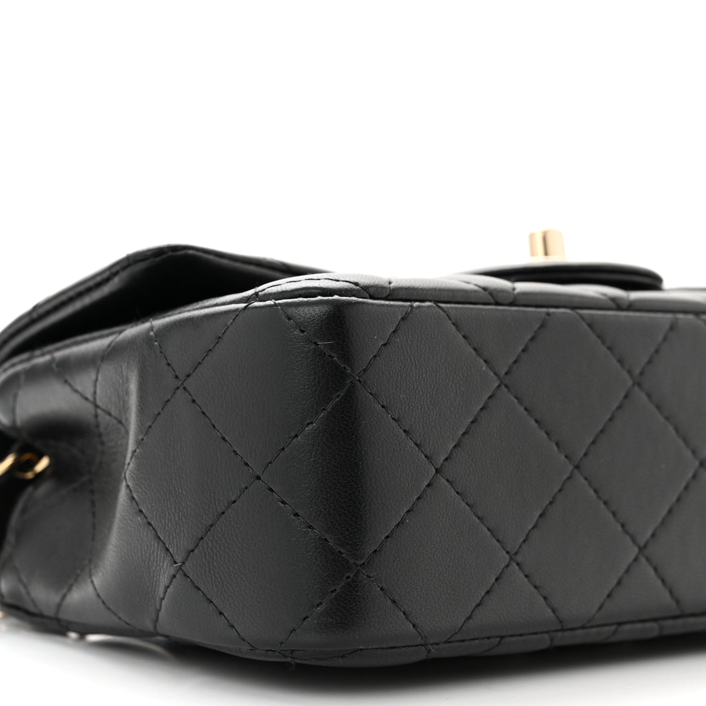 Lambskin Quilted Mini Rectangular Flap Black