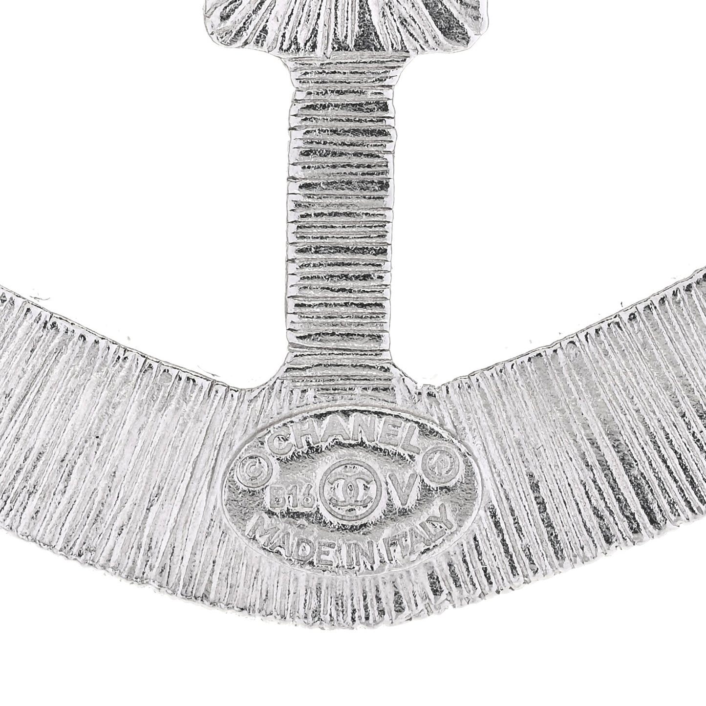 Swarovski Baguette Crystal CC Shield Brooch Silver