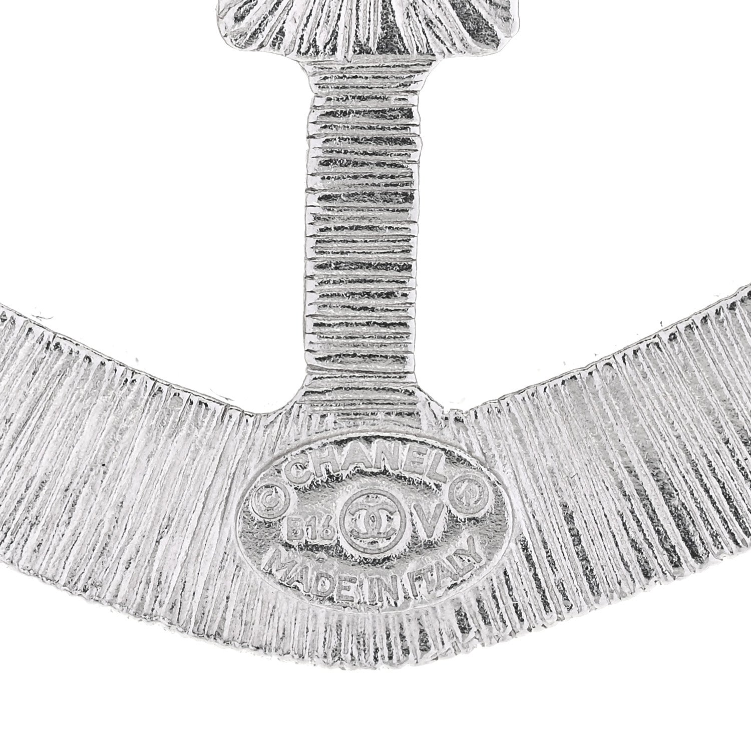 Chanel Swarovski Baguette Crystal CC Shield Brooch Silver 3 of 3