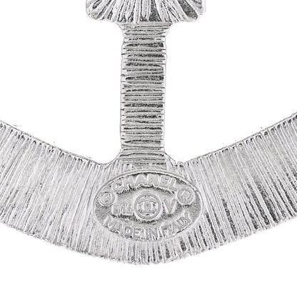 Chanel Swarovski Baguette Crystal CC Shield Brooch Silver 3 of 3