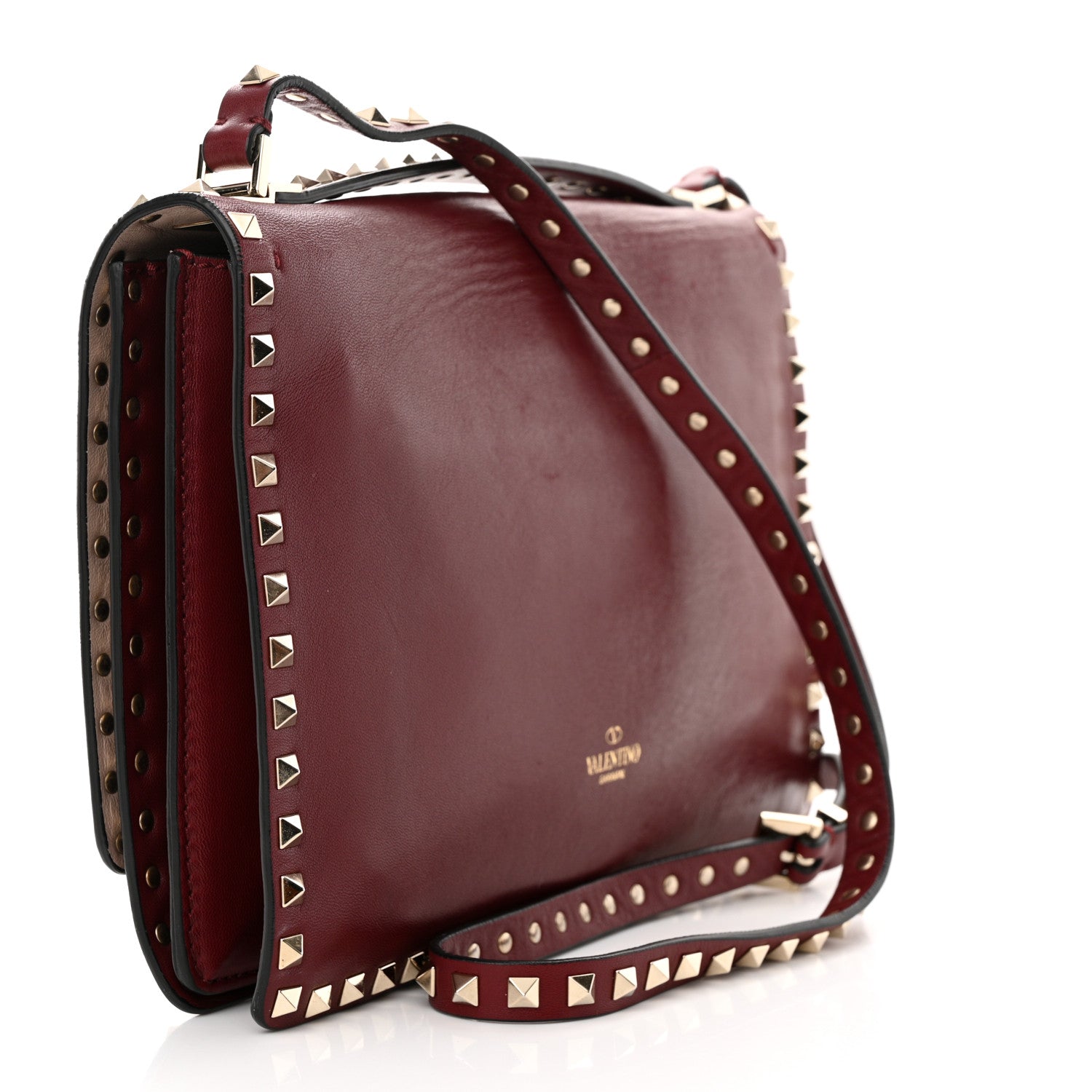 Valentino Garavani Calfskin Rockstud Top Handle Crossbody Rubin 3 of 14