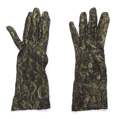 Gucci Embroidered Tulle Sheer Gloves 8 L Black Gold 1 of 4