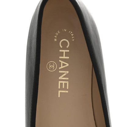 Chanel Lambskin Patent Cap Toe Ballerina Flats 39 Black 7 of 9