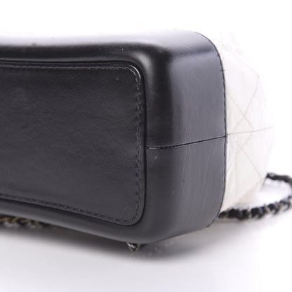 Chanel Aged Calfskin Quilted Small Gabrielle Backpack Black White 9 of 13