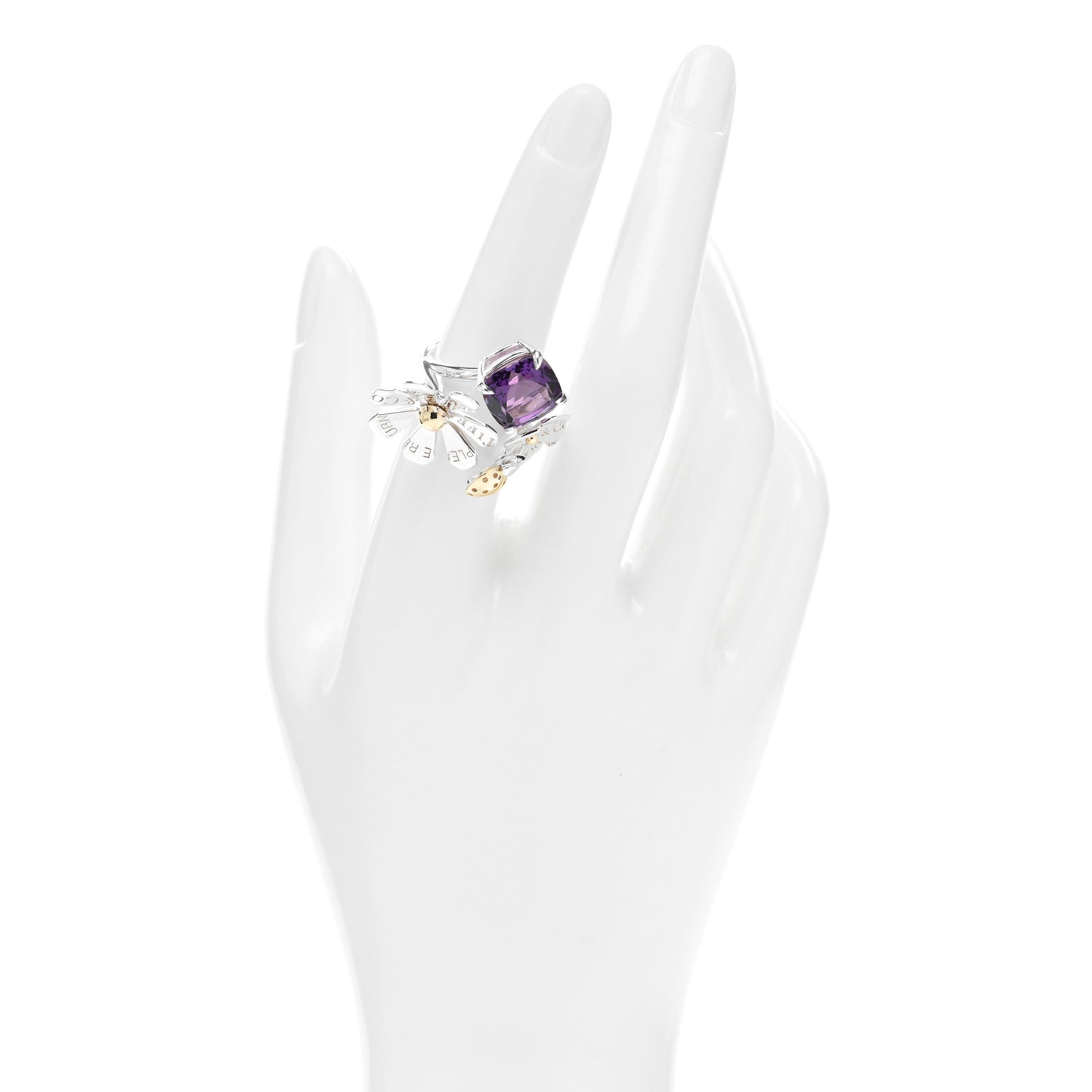 Sterling Silver 18K Yellow Gold Amethyst Return to Tiffany Love Bugs Ring 52 6