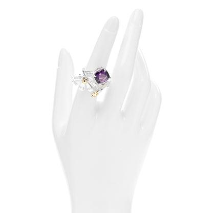Tiffany Sterling Silver 18K Yellow Gold Amethyst Return to Tiffany Love Bugs Ring 52 6 2 of 5