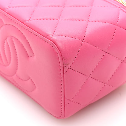 Chanel Lambskin Enamel Quilted Small Coco Hearts Vanity Case With Chain Pink 10 of 10