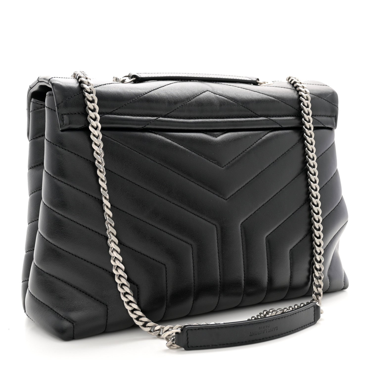 Saint Laurent Calfskin Y Quilted Monogram Medium Loulou Chain Satchel Black 3 of 10