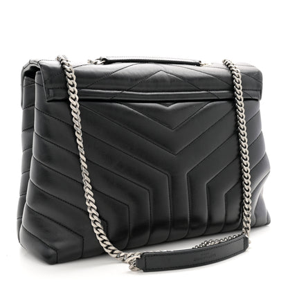 Saint Laurent Calfskin Y Quilted Monogram Medium Loulou Chain Satchel Black 3 of 10
