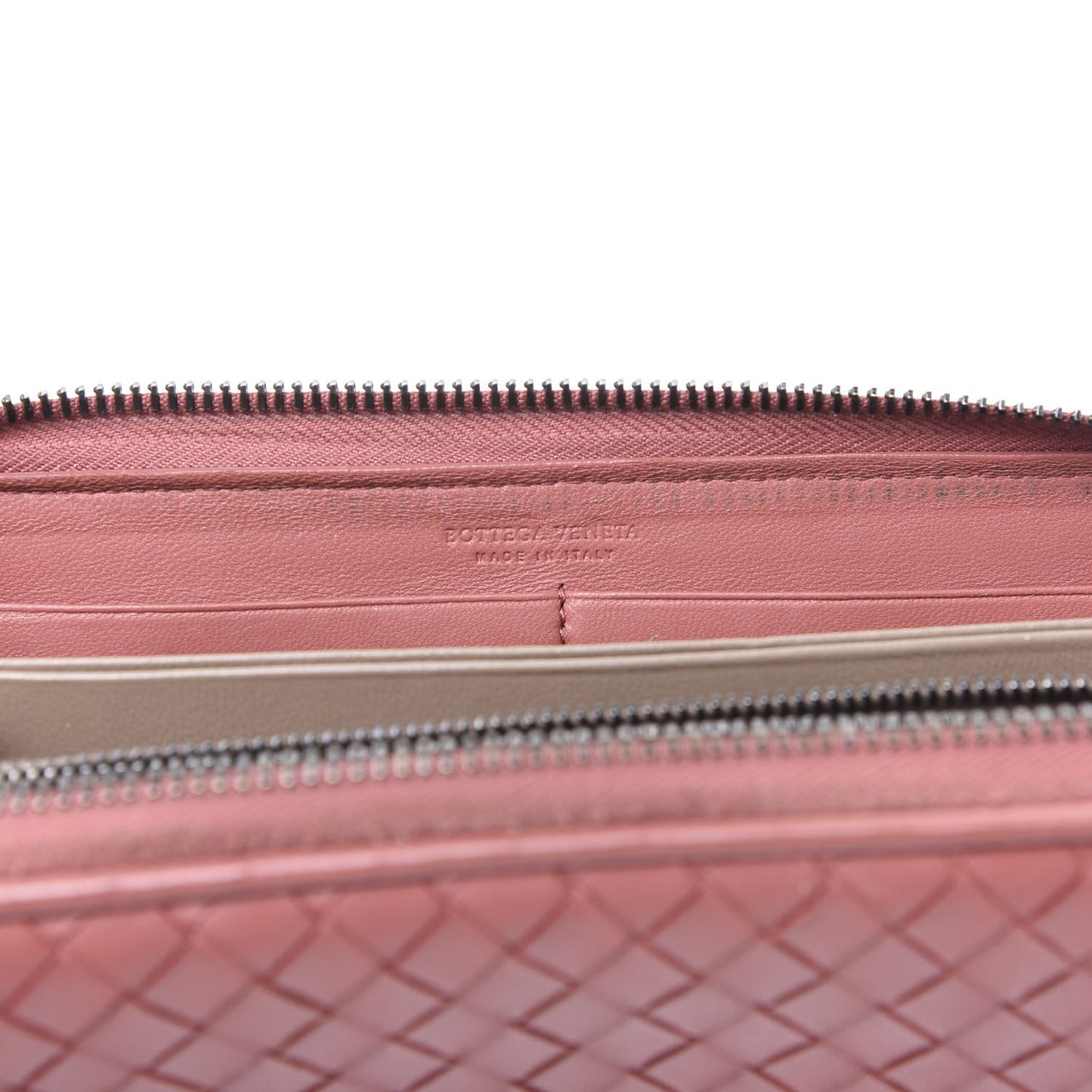 Nappa Intrecciato Zip Around Wallet Pink