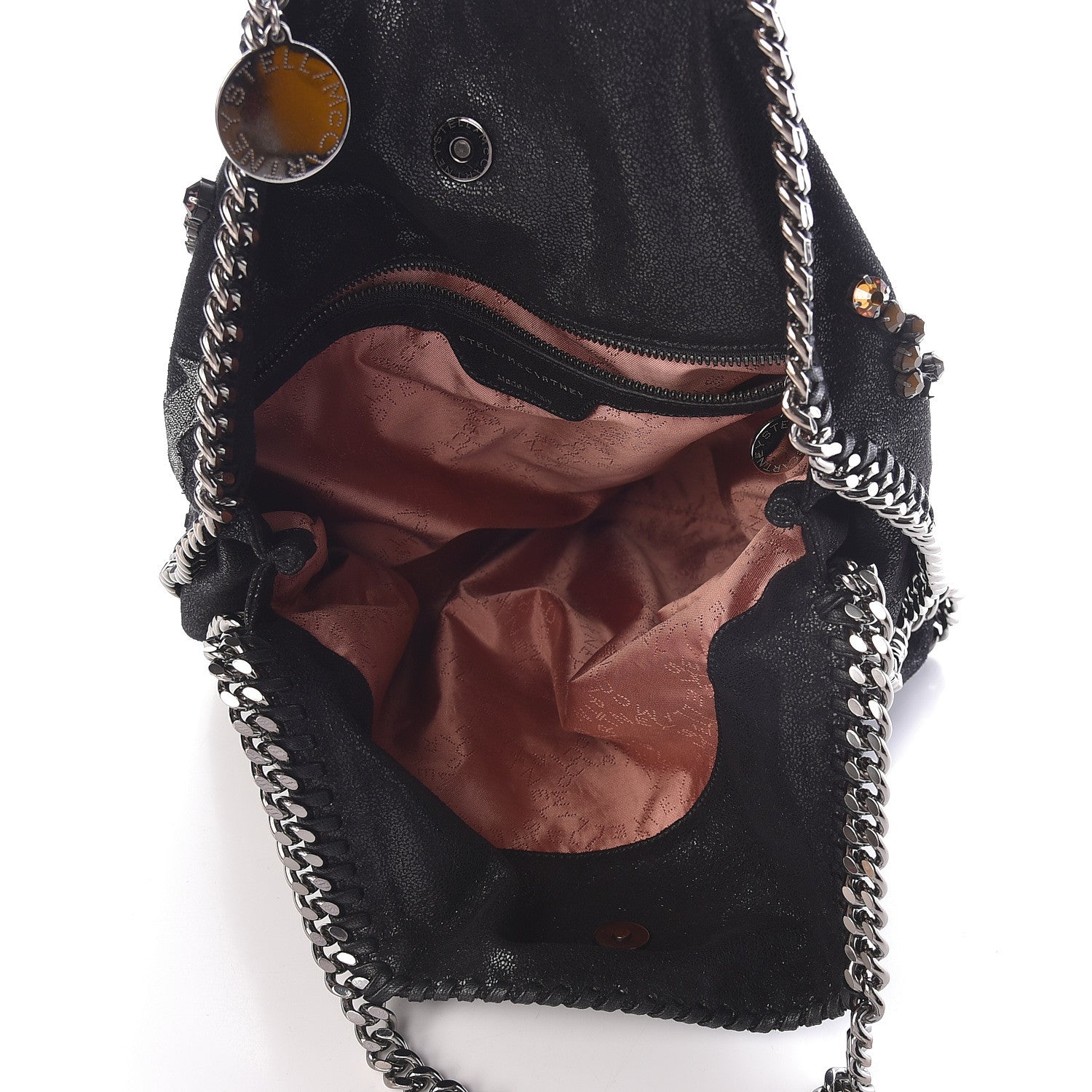 Stella McCartney Embellished Shaggy Deer Small Falabella Fold Over Tote Black 5 of 9