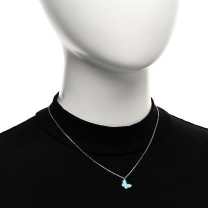 Van Cleef & Arpels 18K White Gold Turquoise Sweet Alhambra Butterfly Pendant Necklace 2 of 5