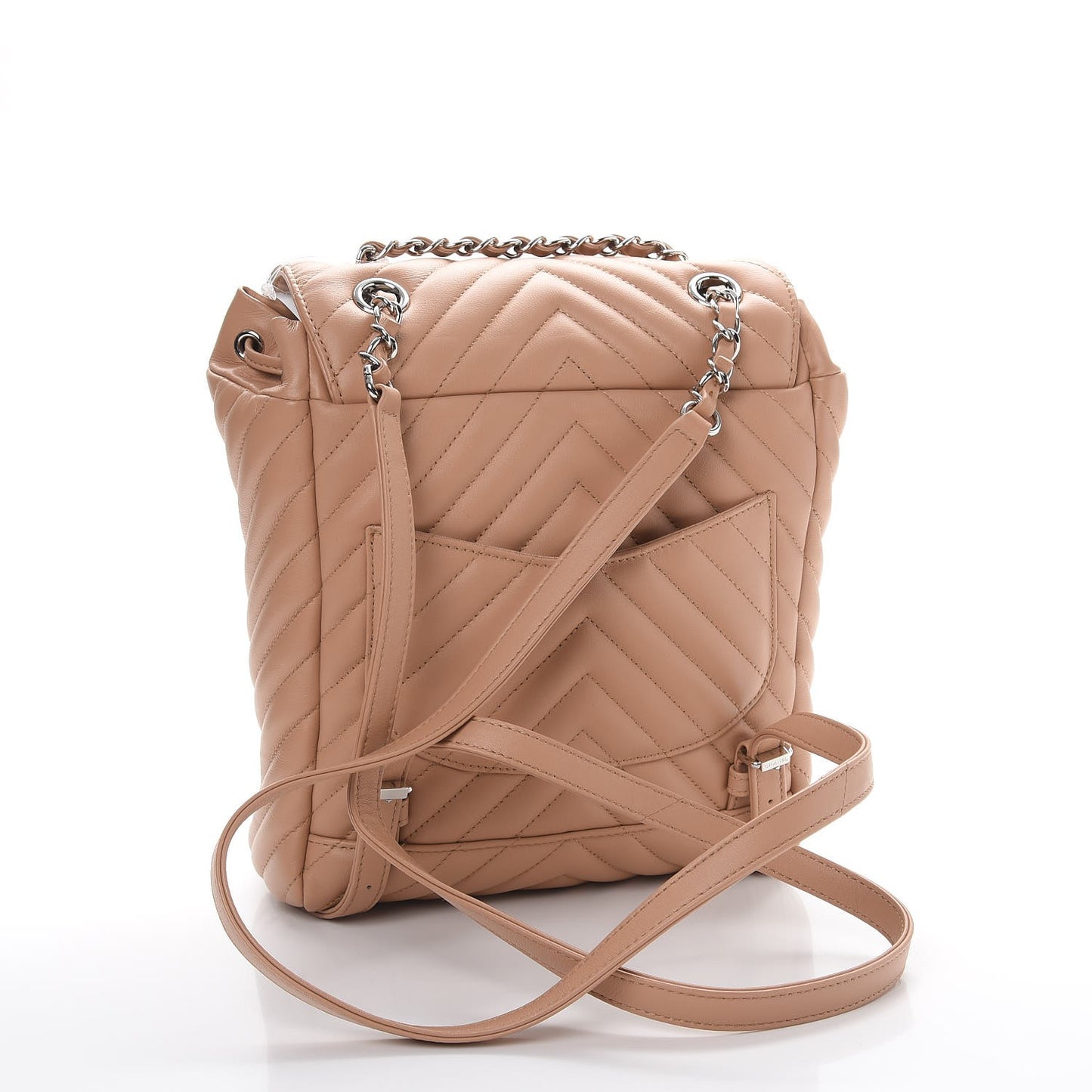 Calfskin Chevron Quilted Small Urban Spirit Backpack Beige