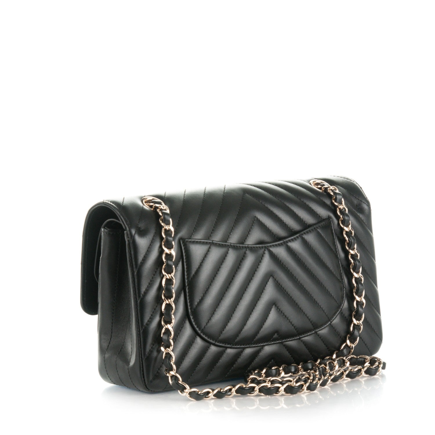 Chanel Lambskin Chevron Quilted Medium Double Flap Black 4 of 9