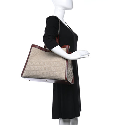 Fendi Sardinian Jacquard Vitello King FF 1974 Embroidered Medium Peekaboo X-Tote Corda Praline 2 of 9