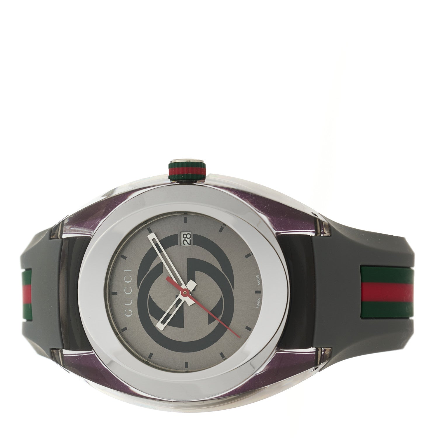 Gucci Stainless Steel Rubber 46mm Sync Web Quartz Watch Grey 3 of 6