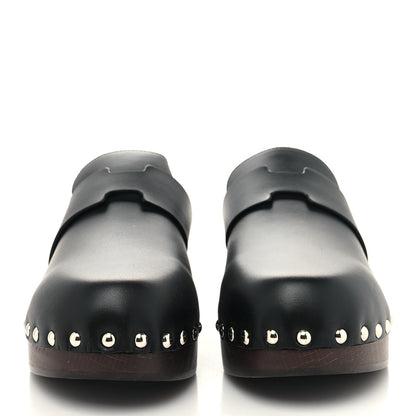 Hermes Calfskin Calya Mules 38 Black 2 of 8