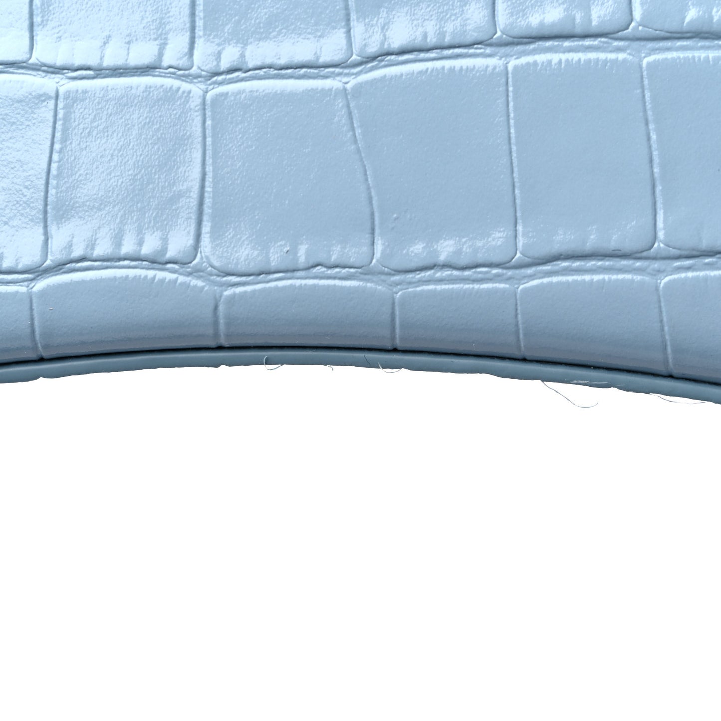 Shiny Calfskin Crocodile Embossed Small Hourglass Top Handle Bag Blue Grey