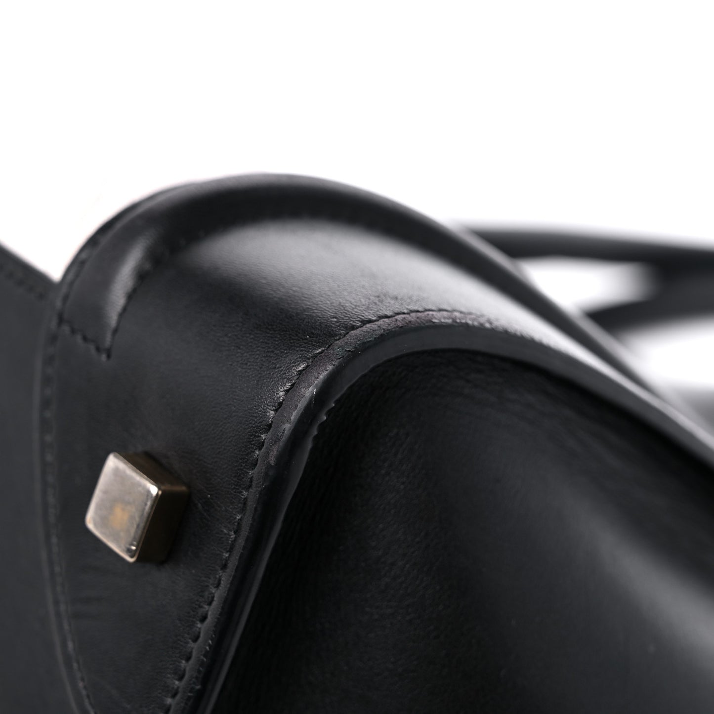 Elephant Calfskin Mini Bi-Color Luggage Black White
