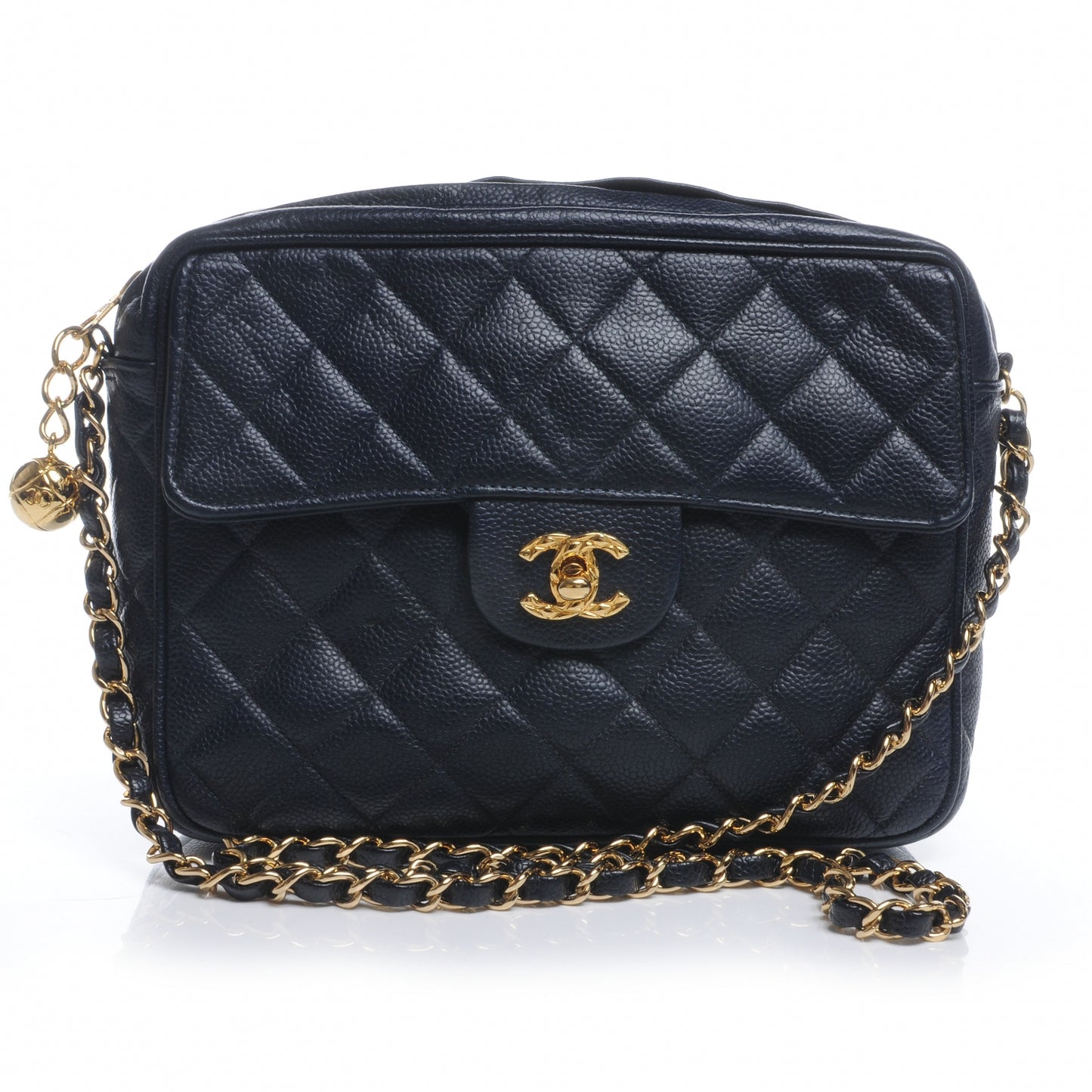 Caviar Quilted CC Shoulder Bag Navy