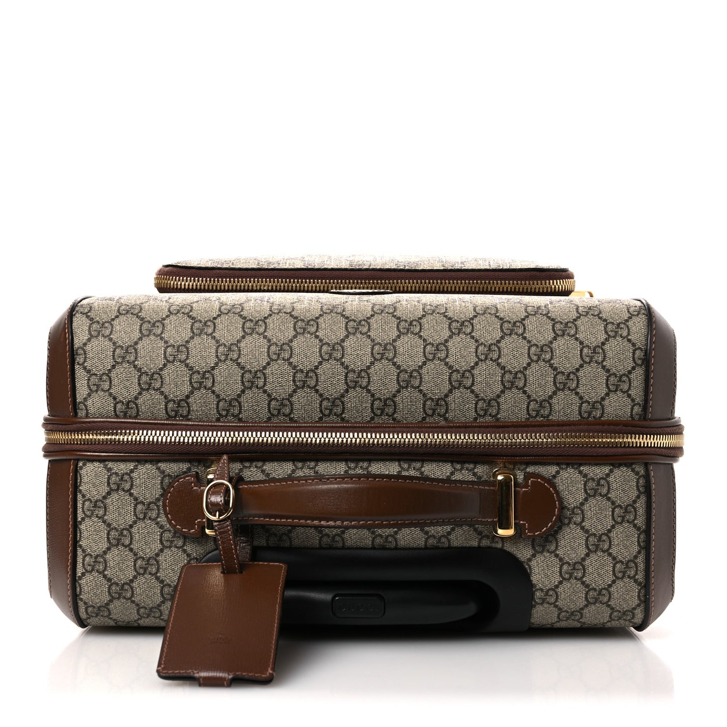 GG Supreme Monogram Azalea Calfskin Retro Interlocking G Small Savoy Cabin Trolley Beige Ebony Brown Sugar