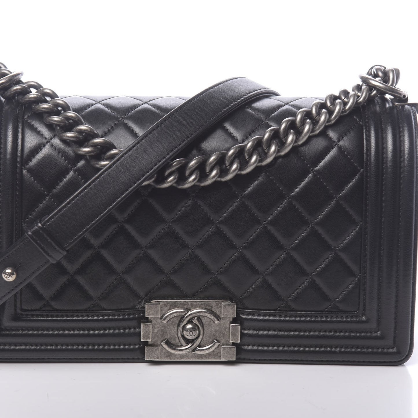 Lambskin Quilted Medium Boy Flap Black