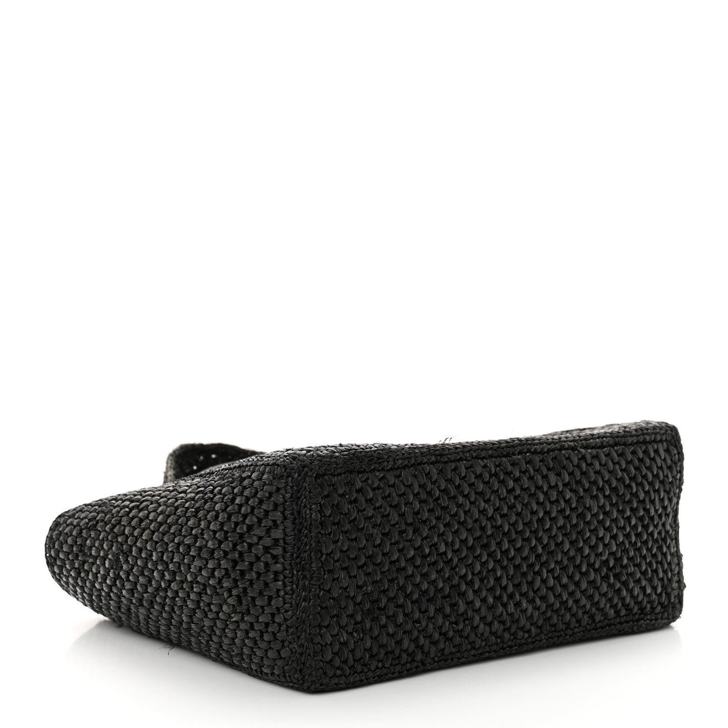 Raffia Small Paula's Ibiza Logo Tote Black White