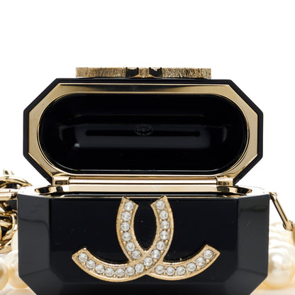 Chanel Resin Crystal Pearl Airpods Pro Holder Necklace Black Pearly White 6 of 7