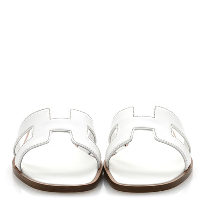Hermes Box Calfskin Oran Sandals 36.5 White 3 of 10