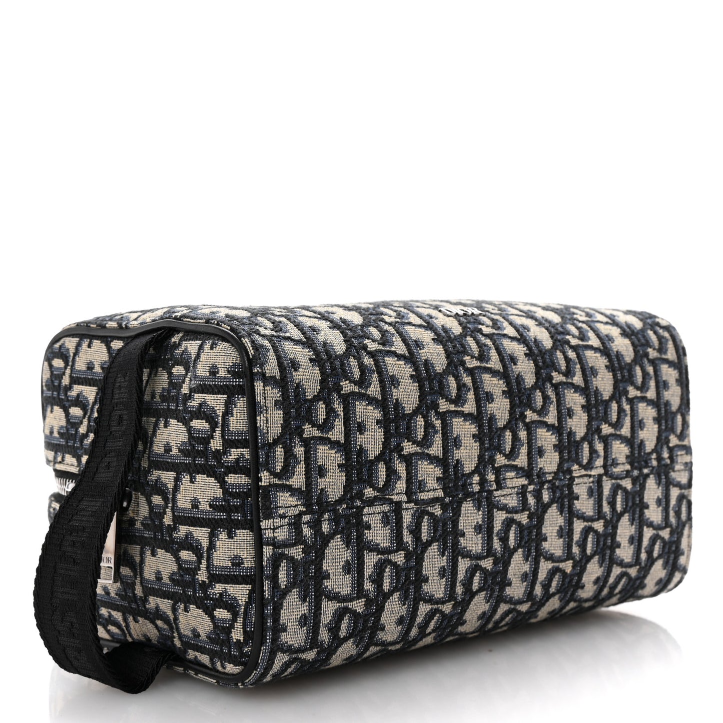 Oblique Jacquard Grained Calfskin Lingot Toiletry Case Blue Black