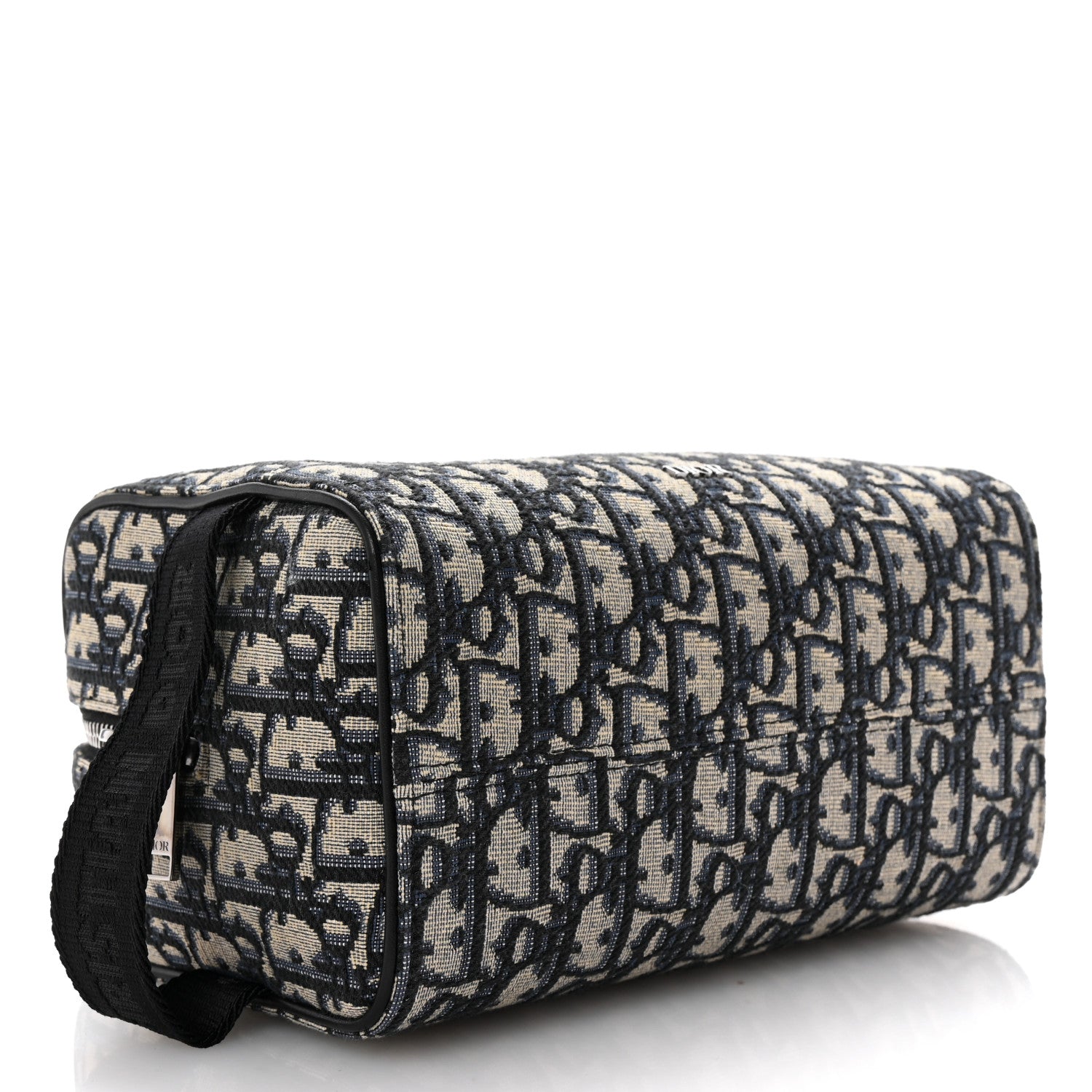 Christian Dior Oblique Jacquard Grained Calfskin Lingot Toiletry Case Blue Black 4 of 7