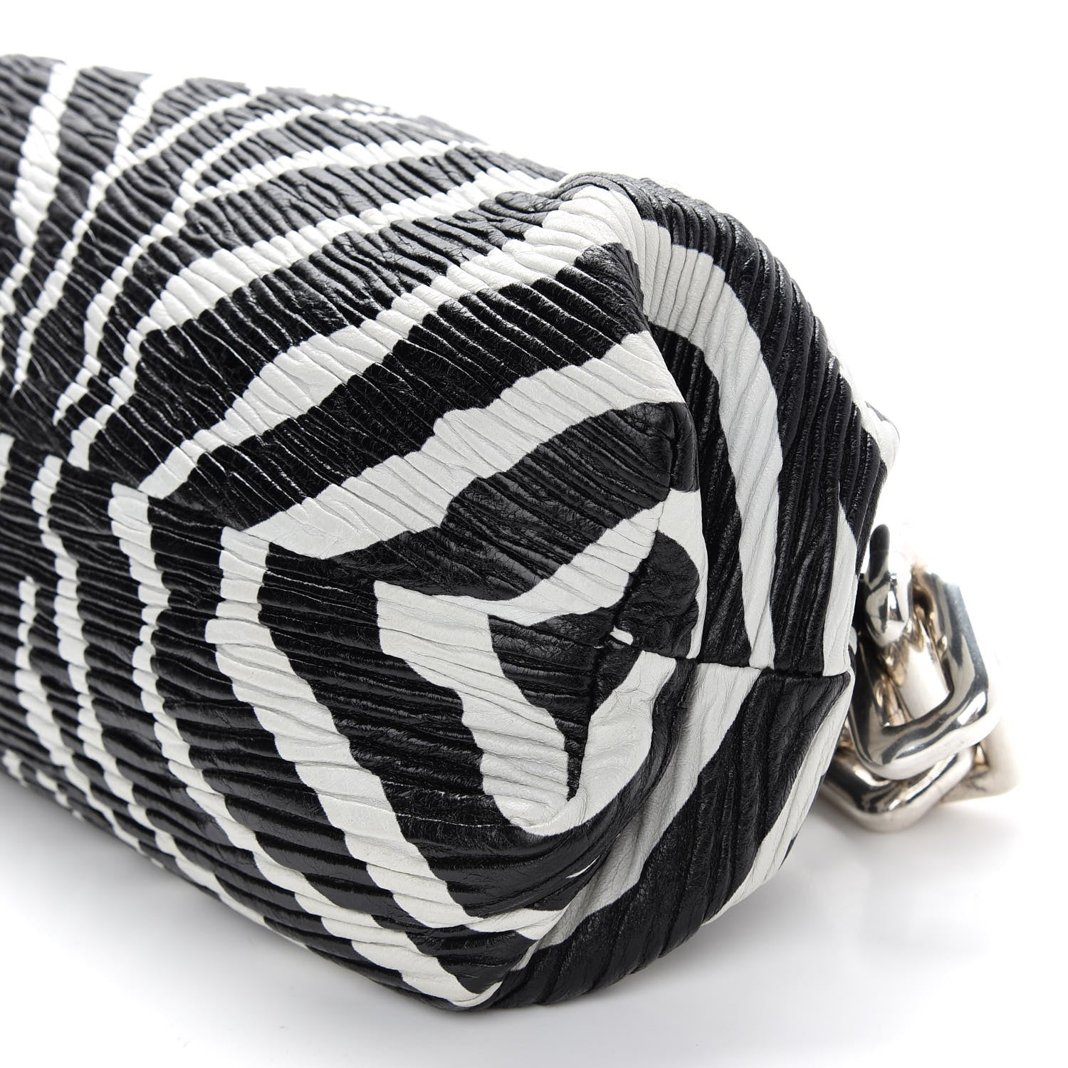 Bottega Veneta Nappa Zebra Print The Pouch Chain White Black 9 of 9