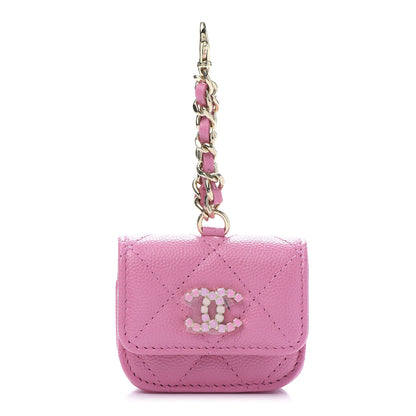 Chanel Caviar Quilted Crystal CC Airpods Pro Case Pink 1 of 9