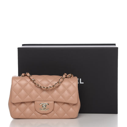 Chanel Lambskin Quilted Mini Rectangular Flap Beige 11 of 11