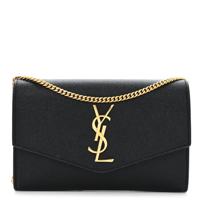 Saint Laurent Grain de Poudre Uptown Chain Wallet Black 3 of 12