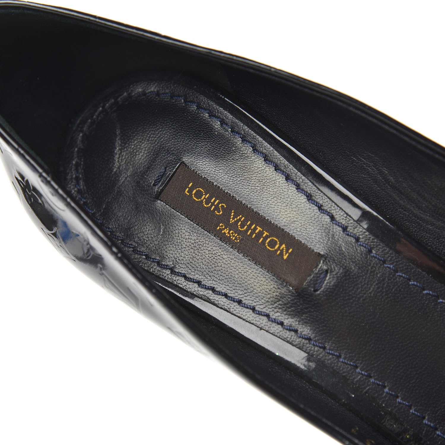 Louis Vuitton Vernis True Peep Toe Pumps 37 Blue Infini 6 of 10
