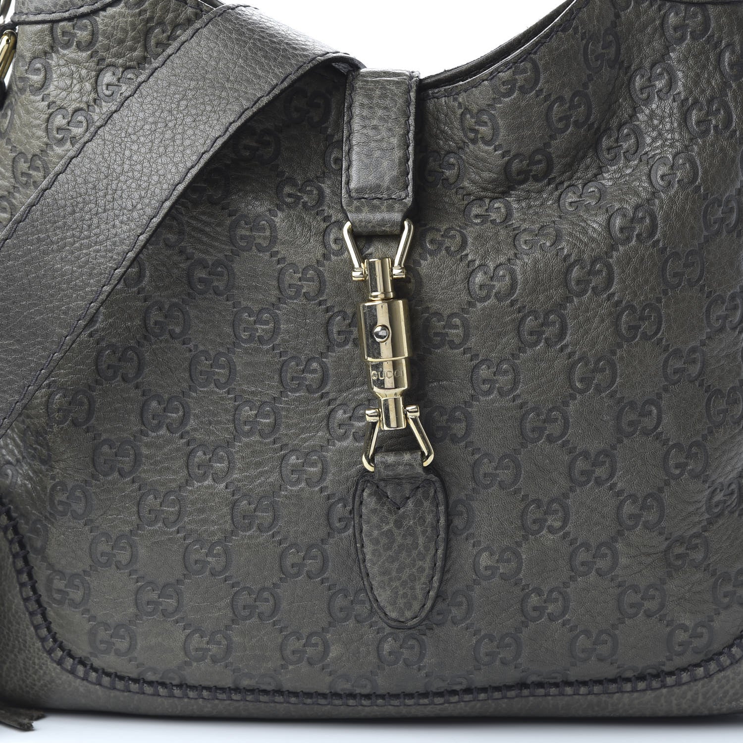 Gucci Guccissima Medium New Jackie Shoulder Bag Olive Green 11 of 13