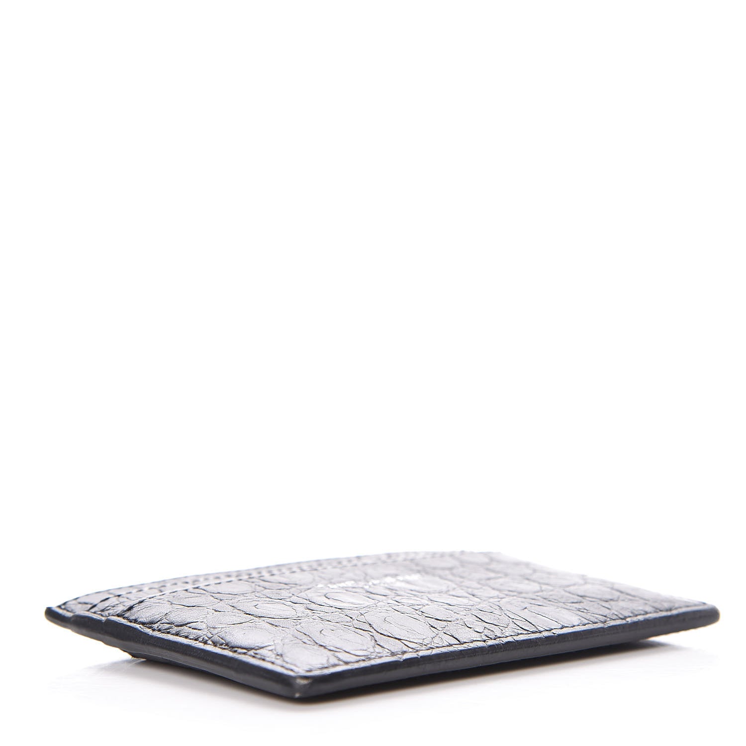 Saint Laurent Calfskin Crocodile Embossed Card Case Black 4 of 10