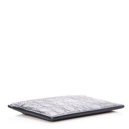 Saint Laurent Calfskin Crocodile Embossed Card Case Black 4 of 10