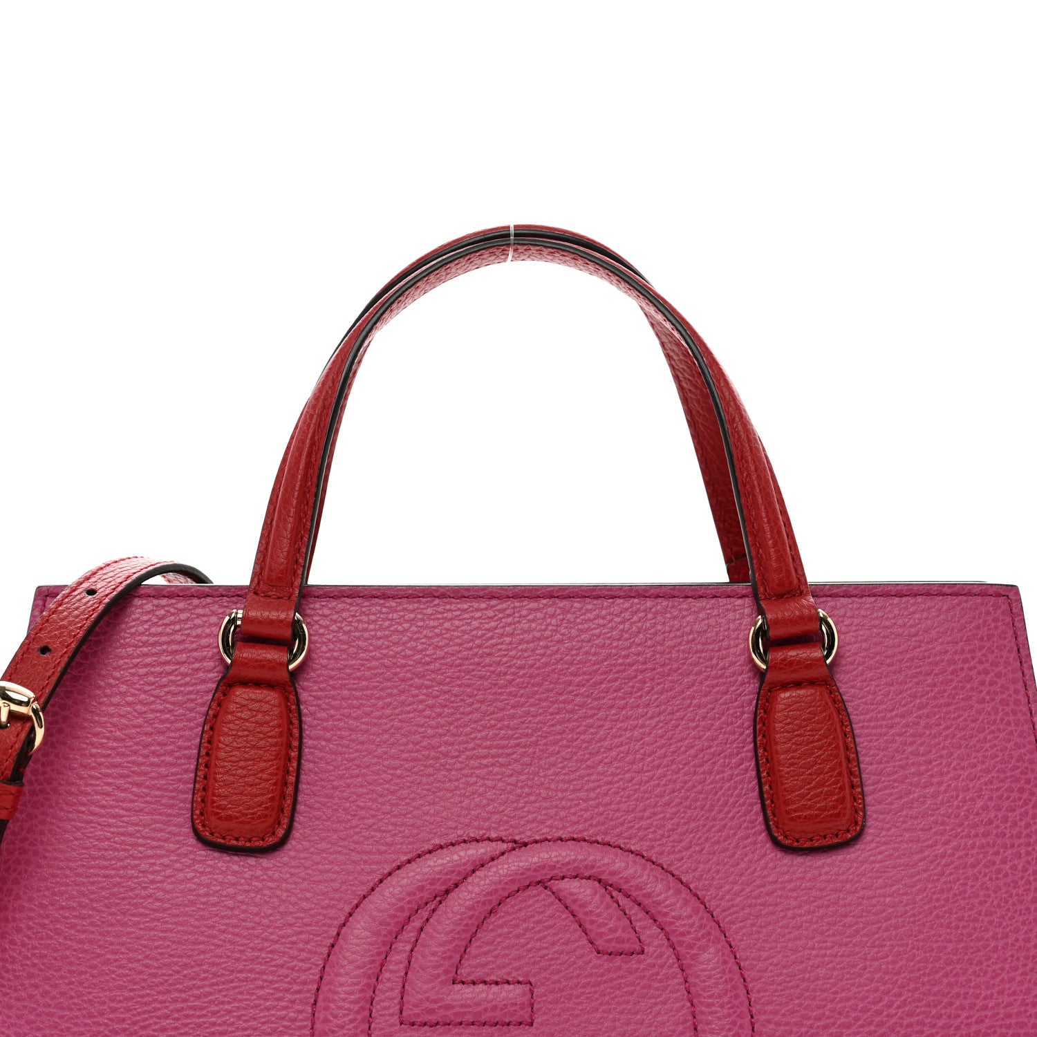 Gucci Dollar Calfskin Medium Soho Top Handle Satchel New Rosette Hibiscus Red 5 of 11