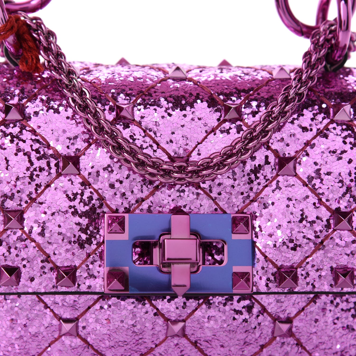 Valentino Garavani Glitter Micro Rockstud Spike Shoulder Bag Water Lilac 9 of 10