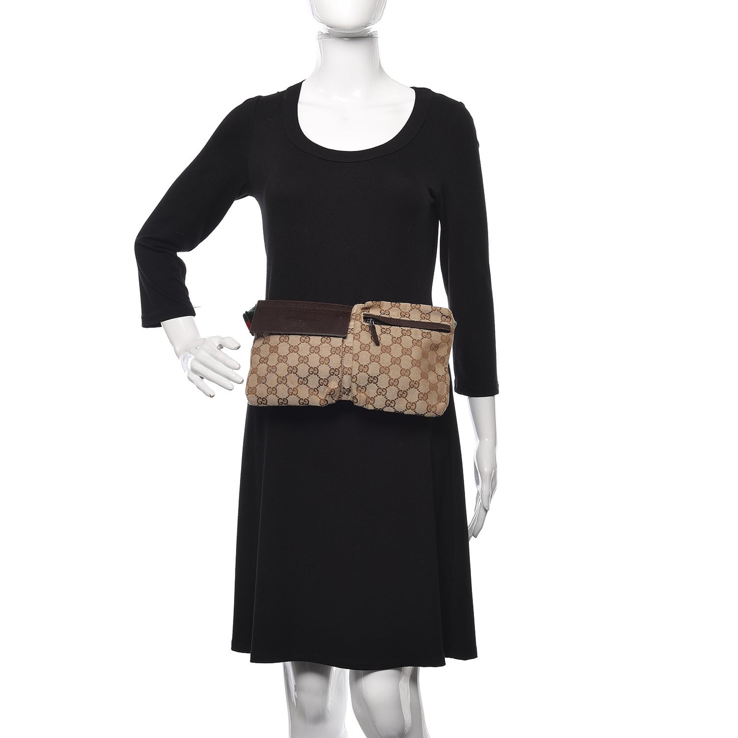 Monogram Web Belt Bag Dark Brown