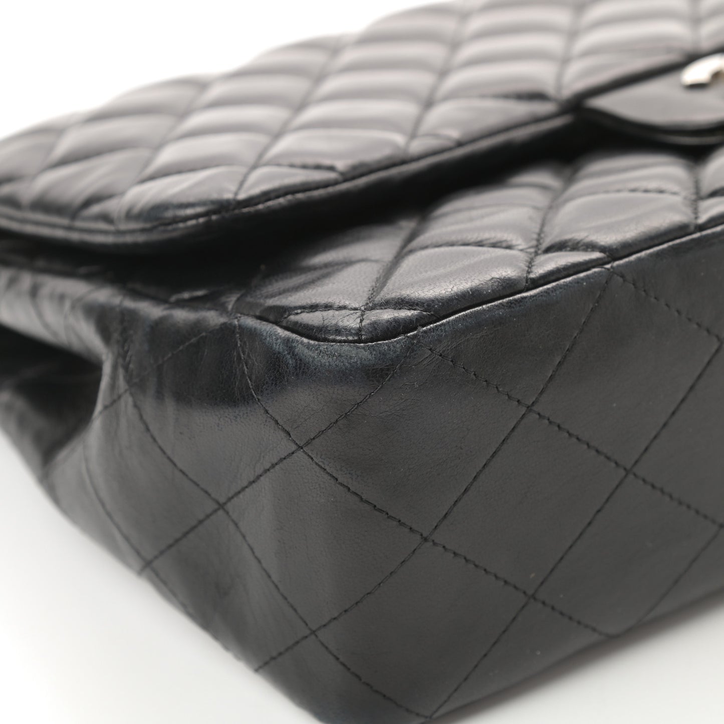 Lambskin Quilted Jumbo Single Flap Black