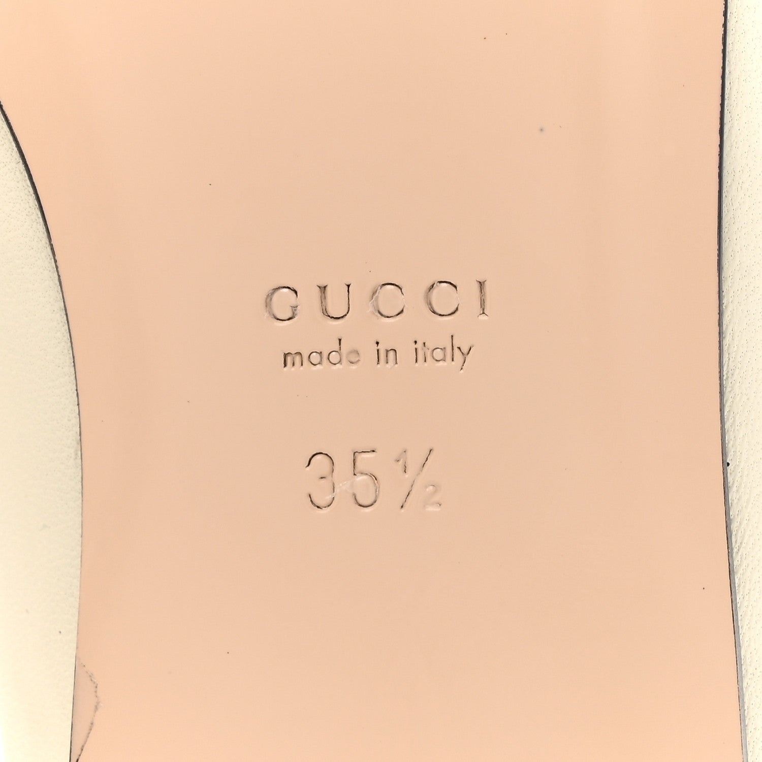 Gucci Nappa Lumiere Deva Horsebit Chain Embellished Flats 35.5 Dusty White 7 of 10