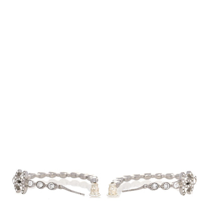 Chanel Metal Crystal CC Hoop Earrings Silver 4 of 5