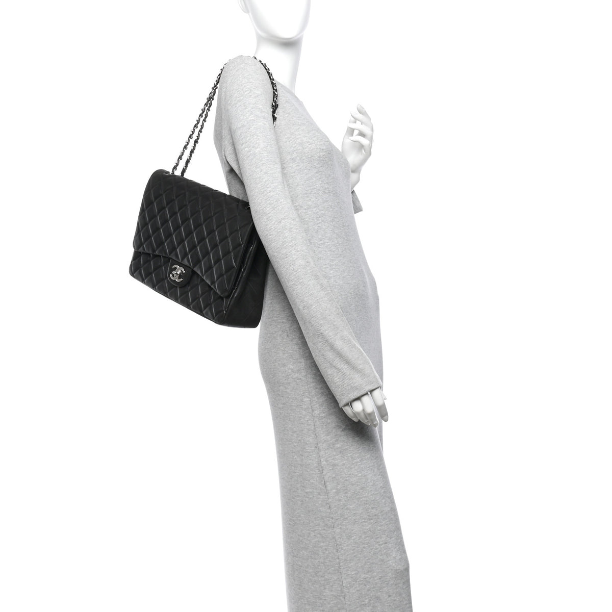 Chanel Lambskin Quilted Maxi Double Flap Black 2 of 13