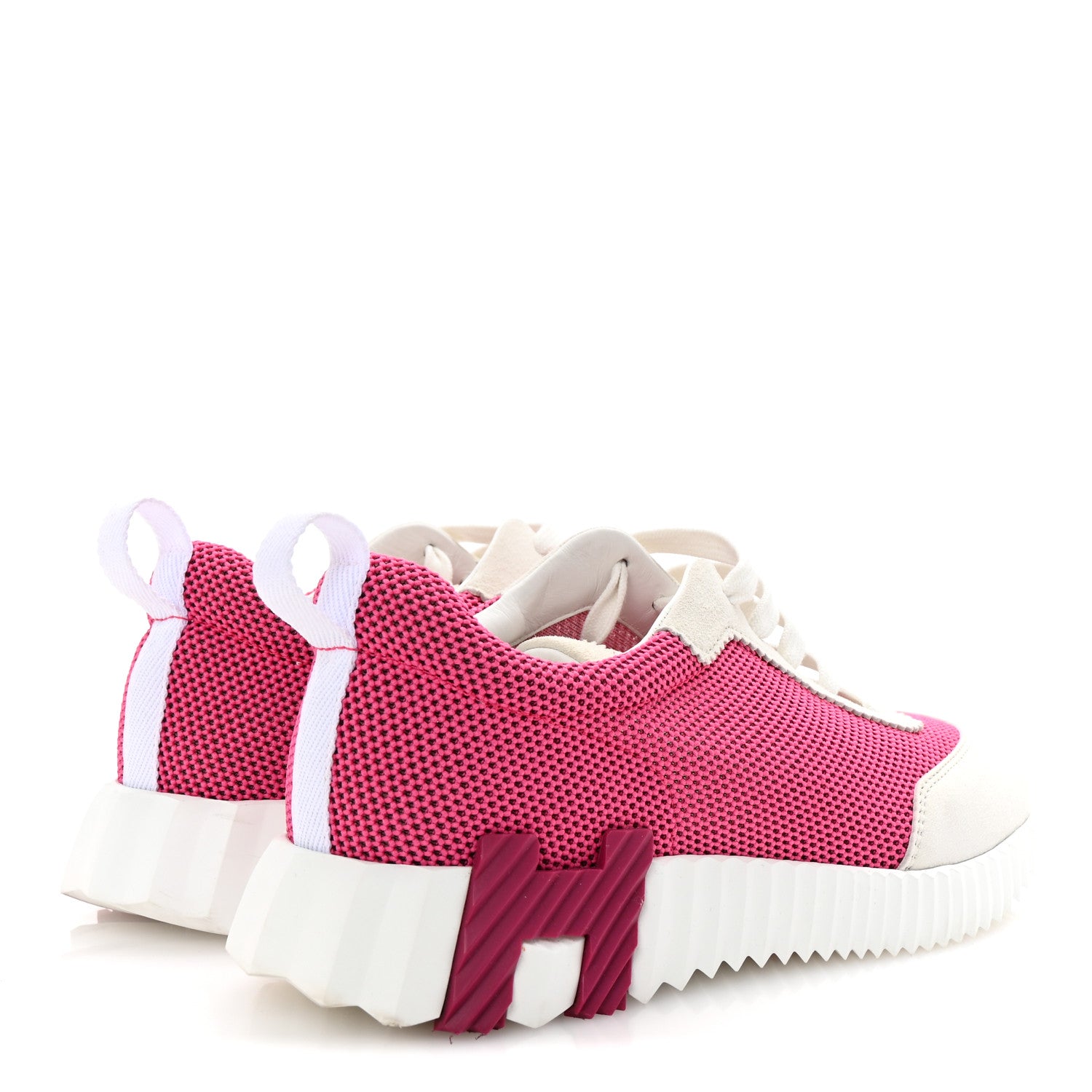 Hermes Air Mesh Suede Goatskin Bouncing Sneakers 38.5 Rose Multicolor 5 of 10
